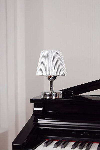 Maison Avf Deri Gümüş Kablosuz Masa Lambası Gümüş Ayaklı Abajur Aydınlatma