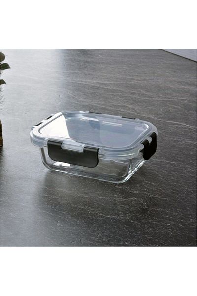 VİP AHMET Vip Ahmet Vp-893 Rectangular Locking Glass Storage Container 370ml