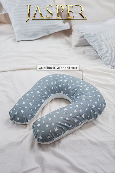 JASPER Star Patterned Double Sided Zippered Washable Baby Nursing Pillow