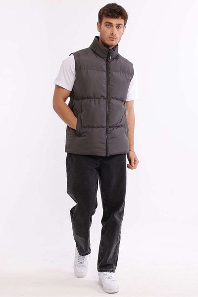D1fference Men's Lined Water and Windproof Anthracite Inflatable Vest