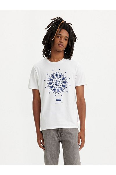 Levi's Men's White Round Neck Graphic Crewneck T-Shirt