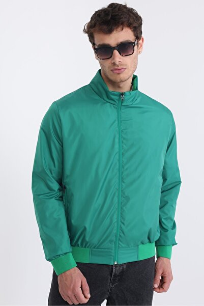 D1fference Men's Windproof Warm Lightweight Stand Collar Green Coats