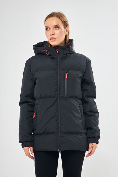 D1fference Women's Black Lined Hooded Windproof Puffer Winter Jacket