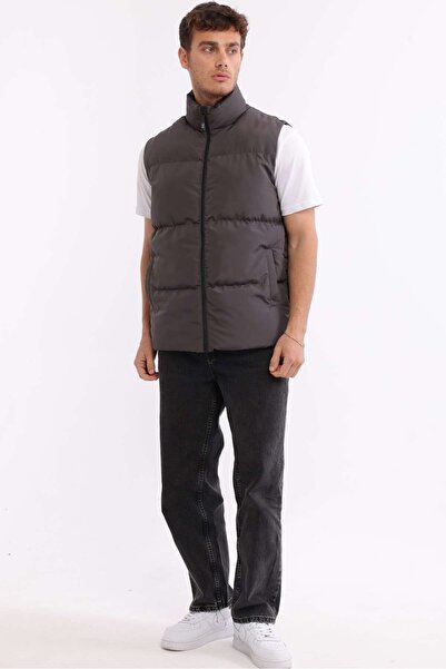 D1fference Men's Lined Water and Windproof Anthracite Inflatable Vest