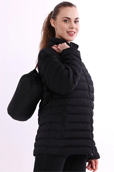 QAWWA Pánský černý zimní kabát, kabát a parka s kapucí a šikmou kapucí