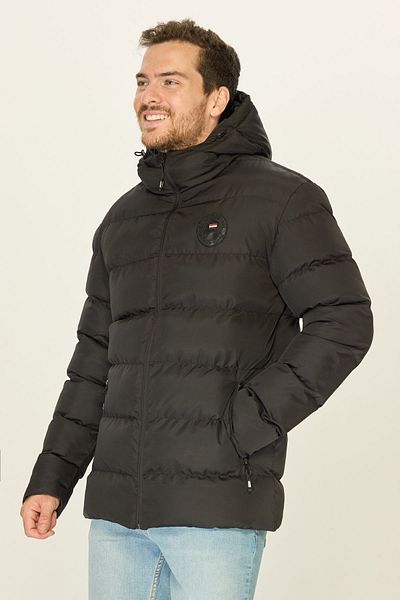 D1fference Schwarze wasser- und windabweisende Pufferjacke für Herren DDM-600