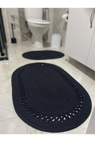 Halımax Milda Jute 2-Piece Bath Mat Double-Sided Non-Slip Washable Bath Mat Set 40x60cm & 50x80cm