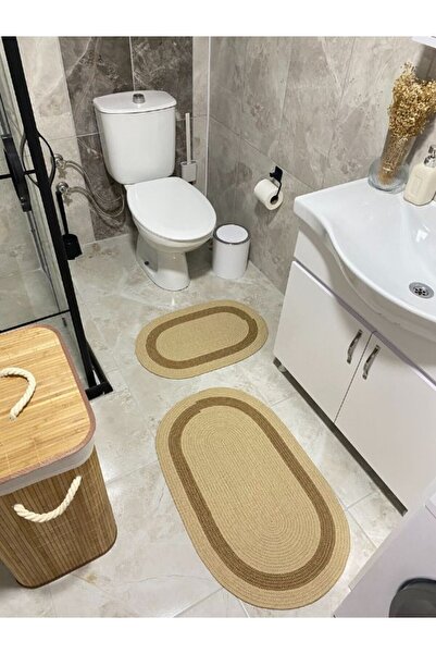 Halımax Комплект постелки за баня Milda Jute от 2 части, двустранни, неплъзга...