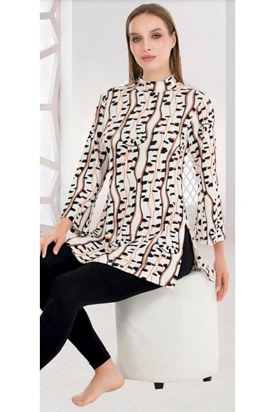 Cooqpoo Set de pijamale din bumbac pieptănat M-L-XL cu model negru pe alb