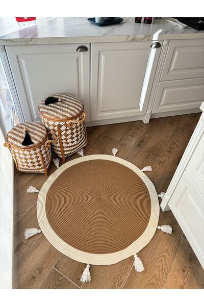 Halımax Milda Jüt 13 Hasır El Örgüsü Çift Taraflı Yuvarlak Jüt Kilim