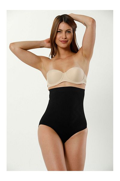 Cooqpoo High Waist Black Abdominal Gathering Women's Corset - S-2Xl