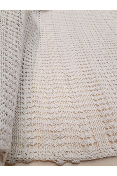 Safir Kumaş Pamuk Koton Krem Rengi Dantel 2.5 Metre Eni 120 cm