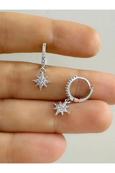 Arescollection ZİRKON TAŞLI 1 ADET KUTUP YILDIZI HELİX KIKIRDAK KULAK MEMESİ UYUMLU HALKA PİERCİNG KÜPE