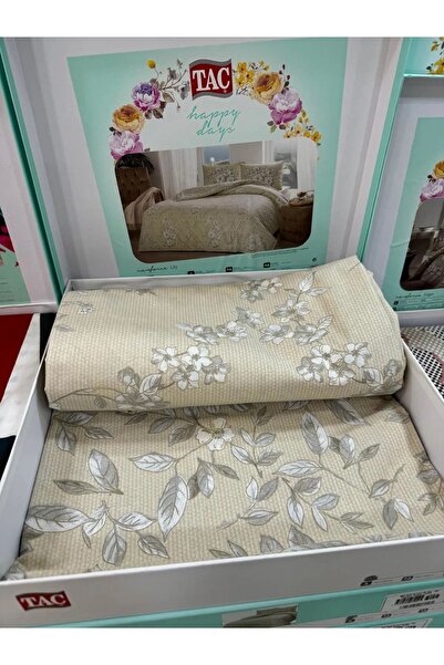 Taç Nevresim Takımı Lily Bej Tek Kişilik %100 Pamuk