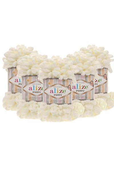 Alize Πακέτο 5 Puffy - Κλωστή πλεξίματος στο χέρι, 62 Light Cream