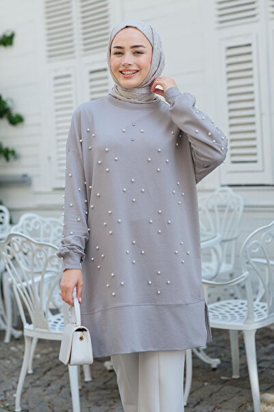 LOCCO Gray Tunic - Bead Detailed