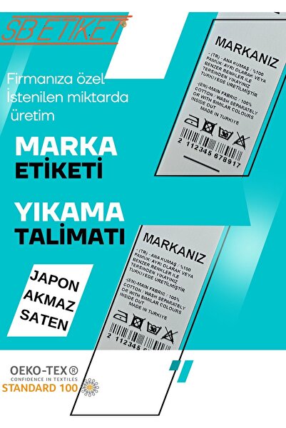 BeybiNest SB ETİKET SİYAH SATEN YIKAMA ETİKETİ YIKAMA TALİMATI MARKA ETİKETİ 3CM