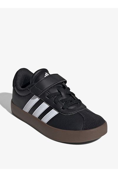 adidas Boys' Striped Sports Shoes with Hook and Loop Closure - VL Court 3.0 EL C