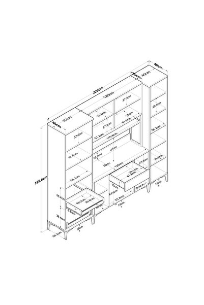 Rani Mobilya Rani JE132 Çok Amaçlı Dolap 12 Kapaklı 1 Çekmeceli Kiler Mutfak Dolabı Beyaz