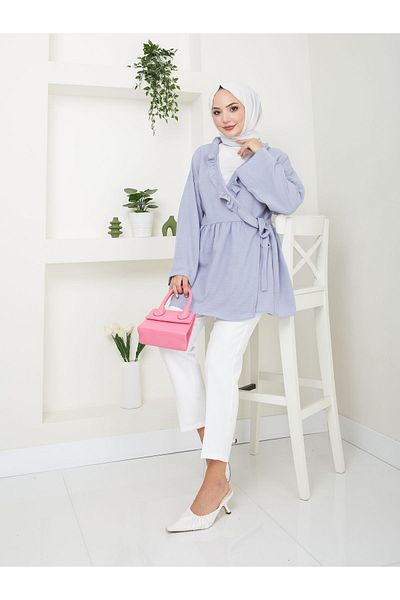 VOLT CLOTHİNG Hijab-Tunika für Damen mit Kragen und Rüschen