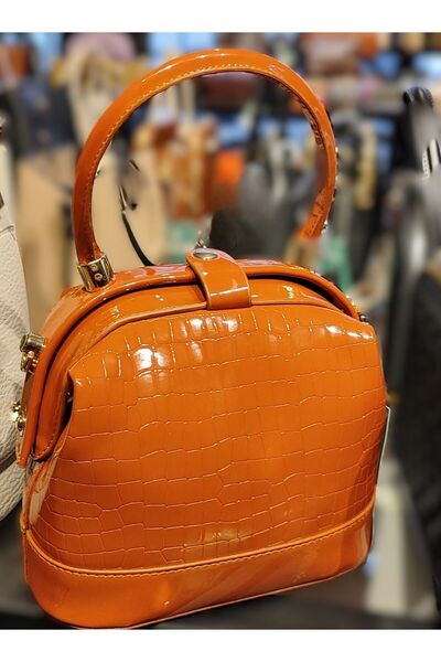 bundle island Geantă de umăr pentru femei, din piele lacuită, cafeniu - Kb 7012