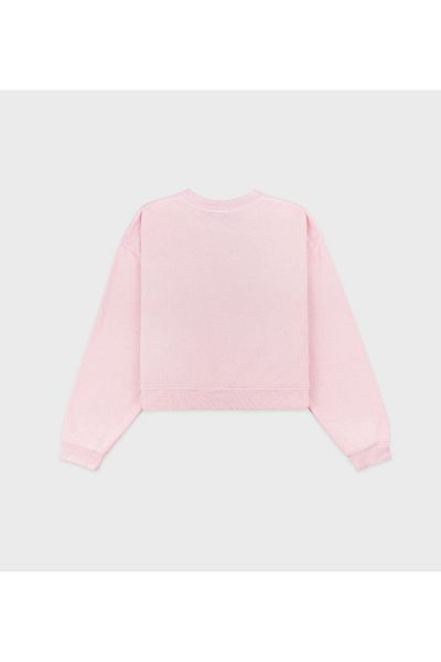 Ginevra Women's Oversize Crop Sweatshirt - Crew Neck, Two Little People Printed