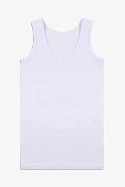 koza iç giyim Boy's 6-Piece White Cotton Tank Top