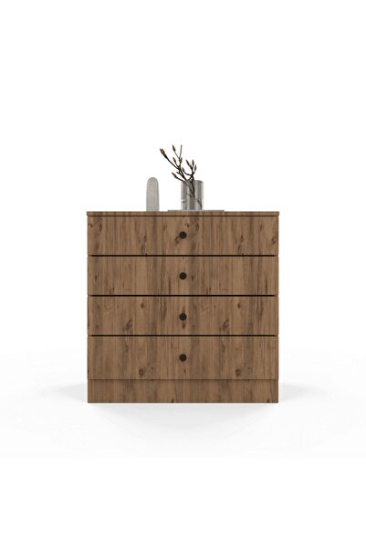 ANZERA Berlin Şifonyer - Atlantik Çam - Kahverengi - 4 Çekmeceli