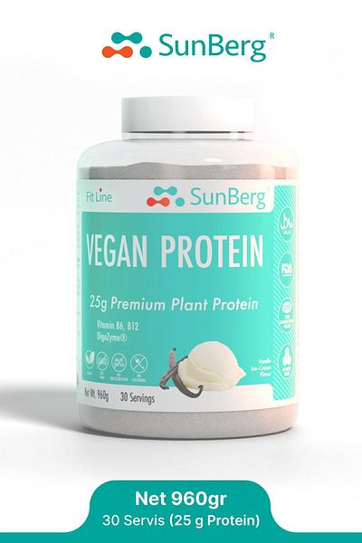 SunBerg Vanilla Flavored Vegan Protein - 30 Servings (25g Pea and Rice Protein)
