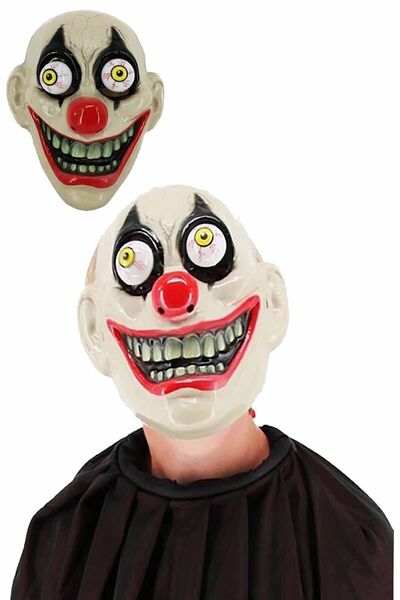 Parti dolabı Halloween Adult Throwing Big Eye Scary Clown Party Mask - 24X20Cm