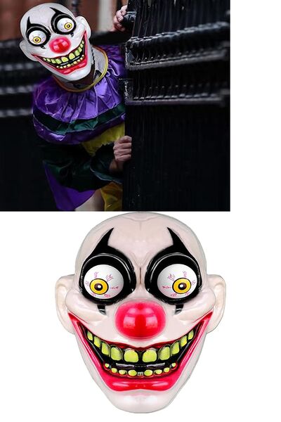 Parti dolabı Halloween Adult Throwing Big Eye Scary Clown Party Mask - 24X20Cm