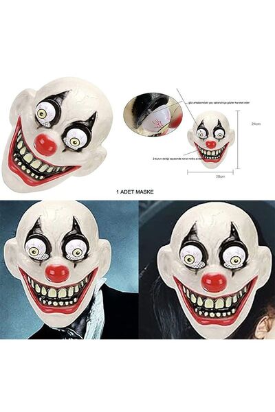 Parti dolabı Halloween Adult Throwing Big Eye Scary Clown Party Mask - 24X20Cm