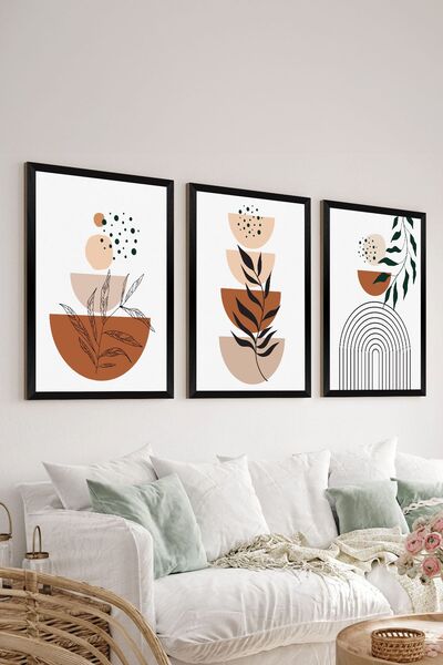 Artavessa طقم طاولة MDF مكون من 3 قطع بإطار أسود - مجموعة 32