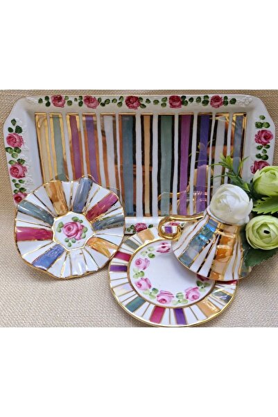 Handmade ESTERHOMEDECOR tek kişilik el boyama porselenin kahve fincan seti