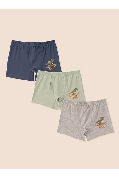 natuline Boy's Organic Cotton Lycra Boxer 3-Piece Dinosaur 3510-3