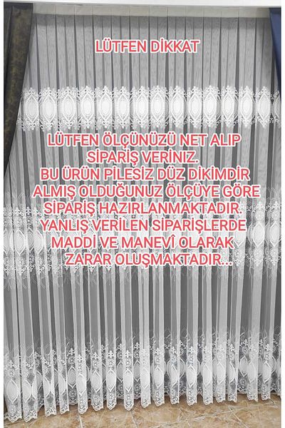 Mexess Embroidered Patterned Pleatless Tulle Curtain - Plain Sewing (1X1 m)