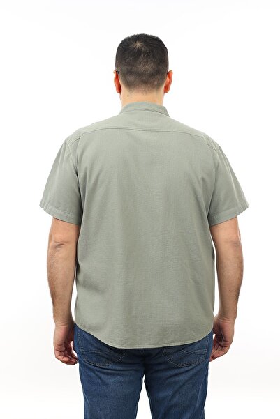 TOUSUS Ανδρικό πουκάμισο μεγάλου μεγέθους Mint Green Color Cotton Judge Collar με τσέπες κοντομάνικο πουκάμισο Kk-8012-tss