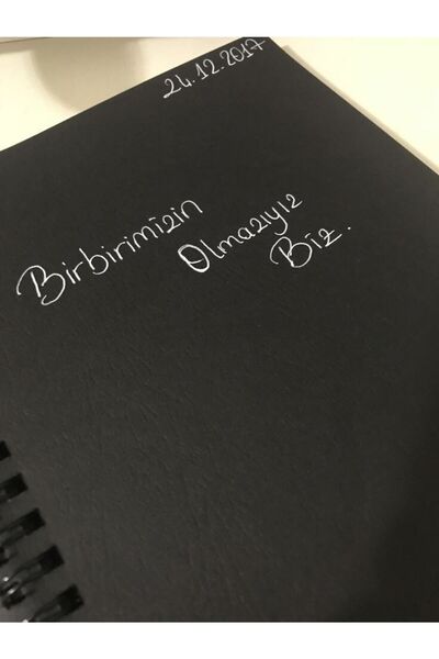 baddin aksesuar Black Page Notebook 15×20 Cm 30 Sheets And White Pen