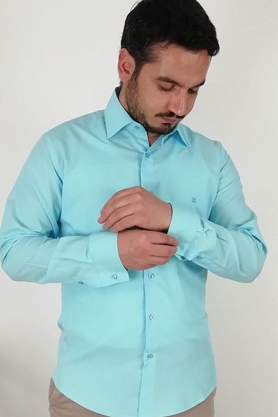 TOUSUS Мъжка риза Slim Fit Turquoise Slm-5089-tss