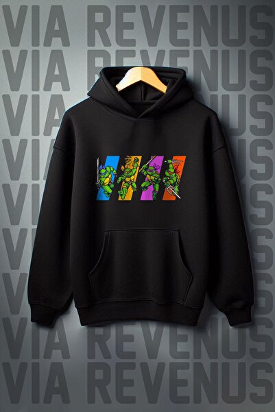 Vordevia Buzunar cangur broască țestoasă imprimat Ninja - Hanorac cu glugă cu...