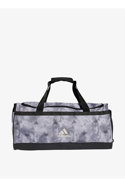 adidas Logo Print Duffel Bag with Handles and Zip Closure