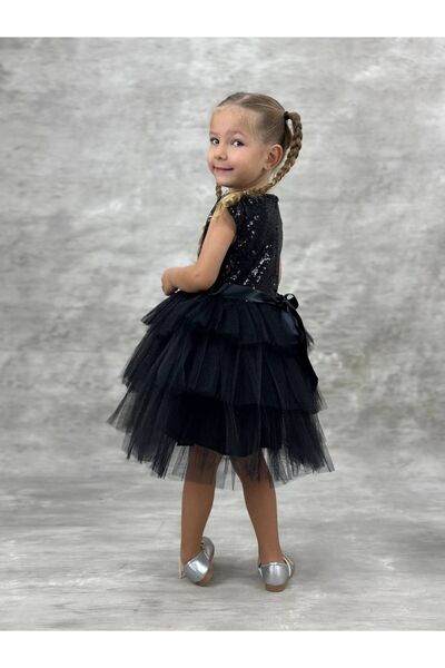 defada Pul Payetli Tütü Kız Çöcuk Elbisesi
