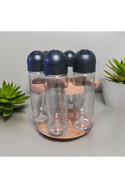 NuBuTu Sofia 6-Piece Rotating Spice Bowl - 360 °   Set with Wooden Stand