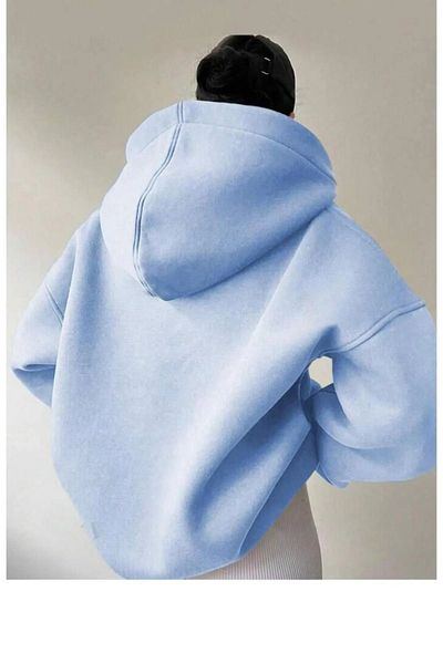 NO 601 Hanorac de damă Baby Blue - Detaliat decoltat