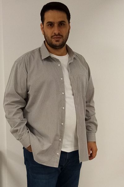 TOUSUS Ανδρικό πουκάμισο μεγάλου μεγέθους καρό γκρι Btl-6091-tss