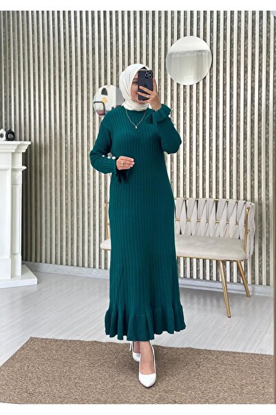 Moda Krash VOLANLI FİTİLLİ TRİKO ELBİSE