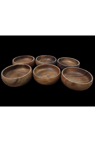 MİEN Mien 6-Piece Real Acacia Snack Bowl Breakfast Set