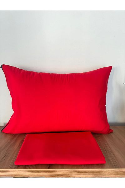 üntaş Red Single Burner Sheet and Pillowcase - Non-Elastic