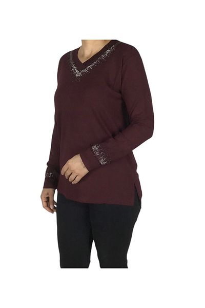 ECE GİYİM Γυναικεία Μπλούζα Nergis Stone V Neck - Seasonal