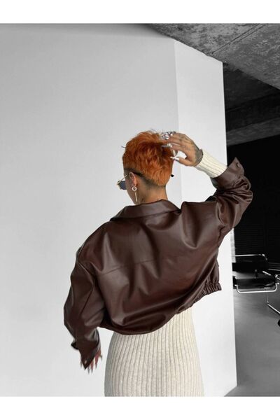 İLKCET MODA Γυναικείο μπουφάν Crop Style με τσέπες